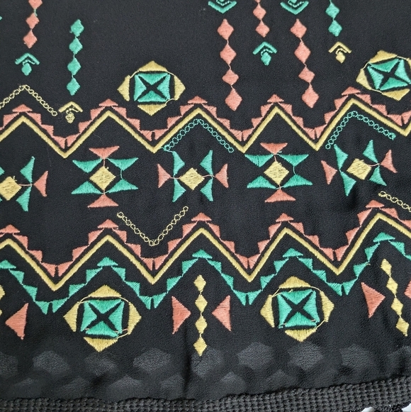 Anthropologie Lost April Embroidered Fringe Hem Strappy Dress - Picture 5 of 7